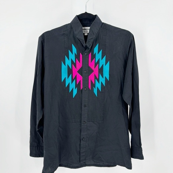 Vintage Expresso Collection tuxedo shirt western native indigenous southwestern - Picture 1 of 10